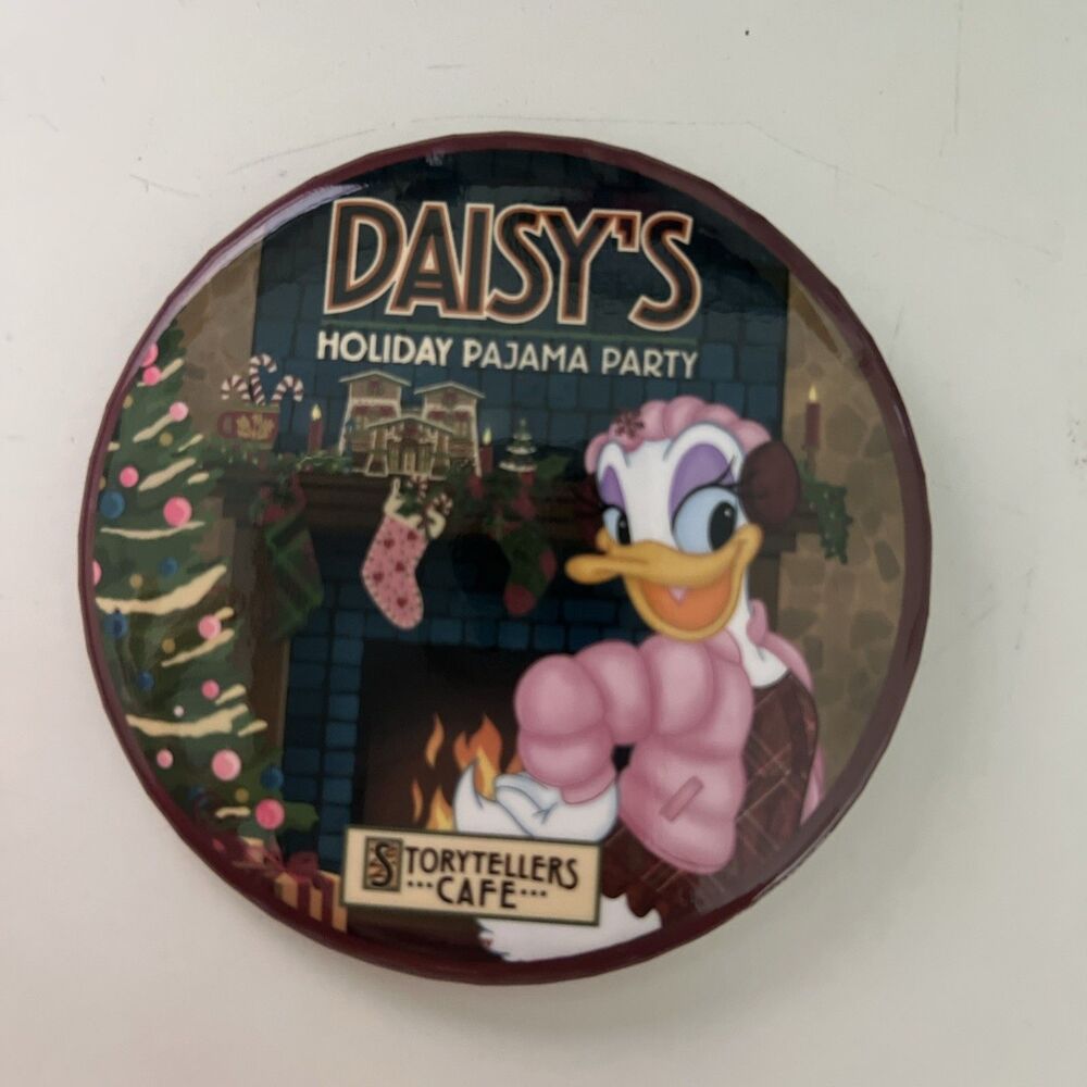 Disney Daisy's Holiday Pajama Party Storytellers Cafe GCH DCA DLR Button Pin